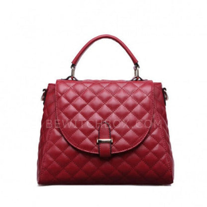 Diamond Lattice Leather Satchel