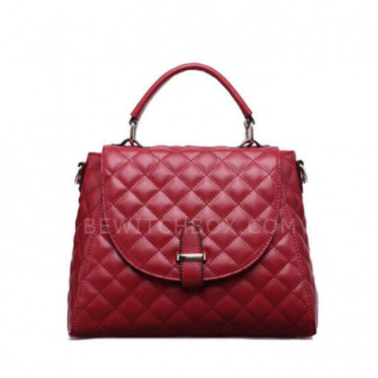 Diamond Lattice Leather Satchel