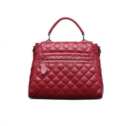 Diamond Lattice Leather Satchel