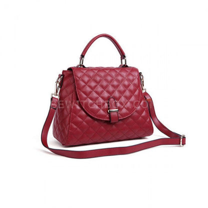 Diamond Lattice Leather Satchel