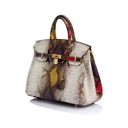 Color Snake Leather Satchel