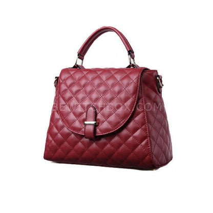 Diamond Lattice Leather Satchel