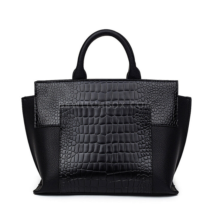 Crocodile Embossed Wing Satchel