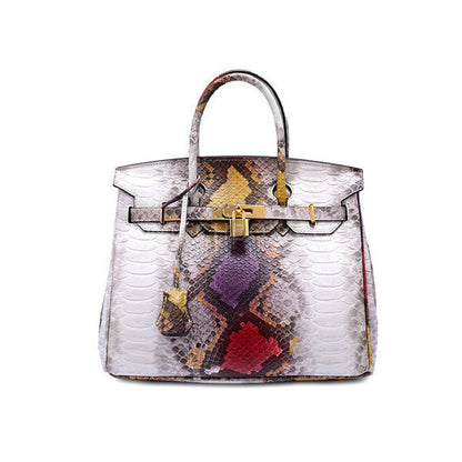 Color Snake Leather Satchel