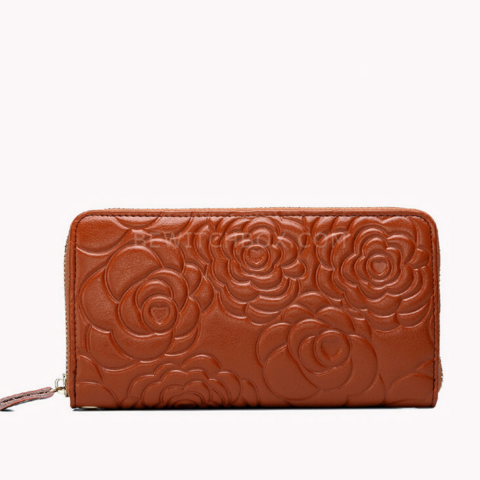 Embossed pattern ladies clutch bag